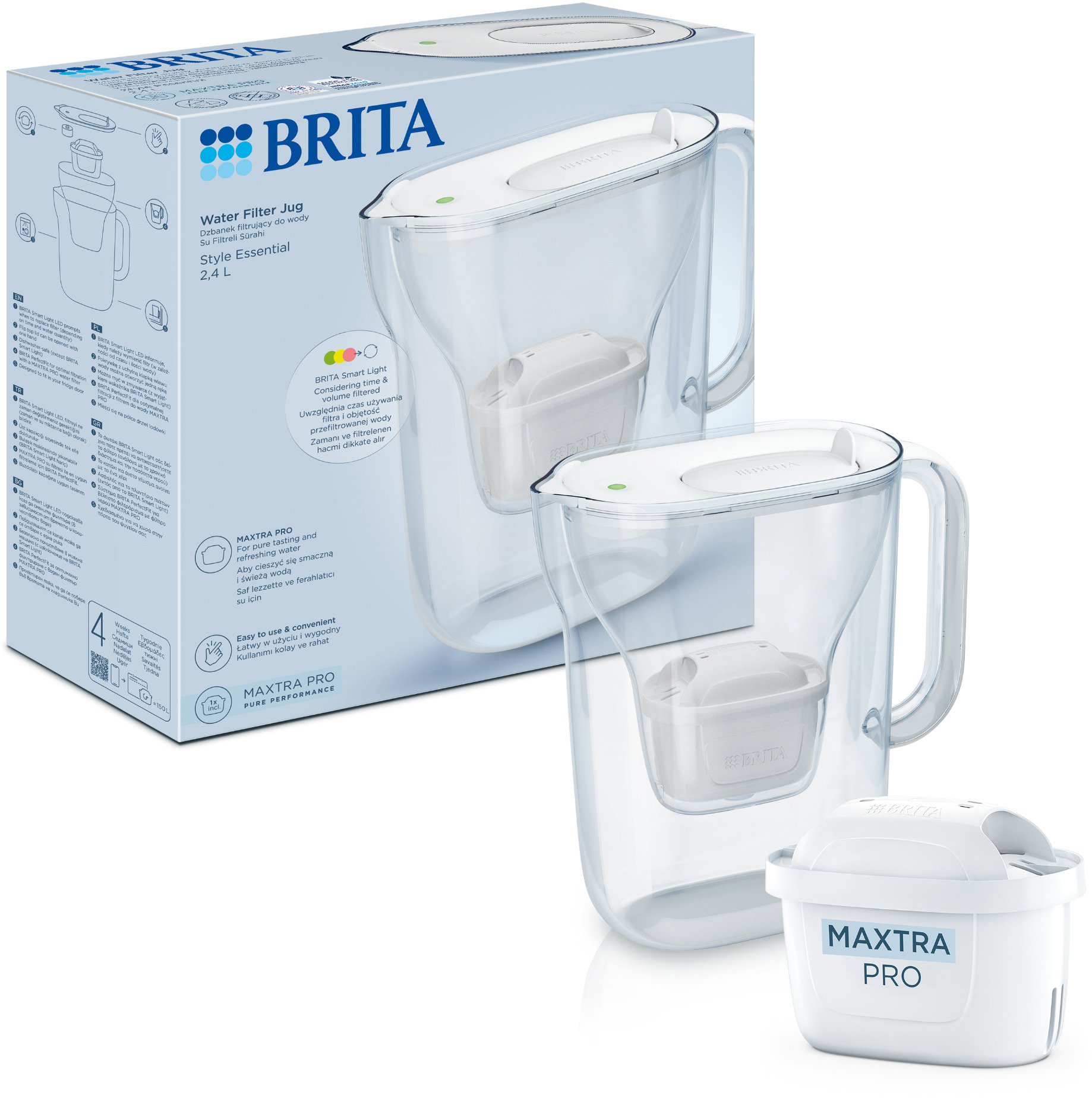 Brita Style Essential Maxtra Pro Pure Performance szűrővel, 2,4 l, fehér