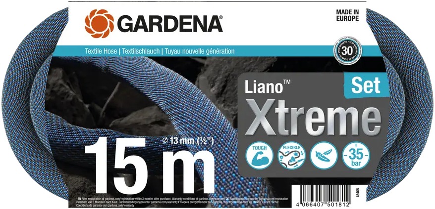 GARDENA Liano™ Xtreme Textiltömlő készlet, 13 mm, 15 m