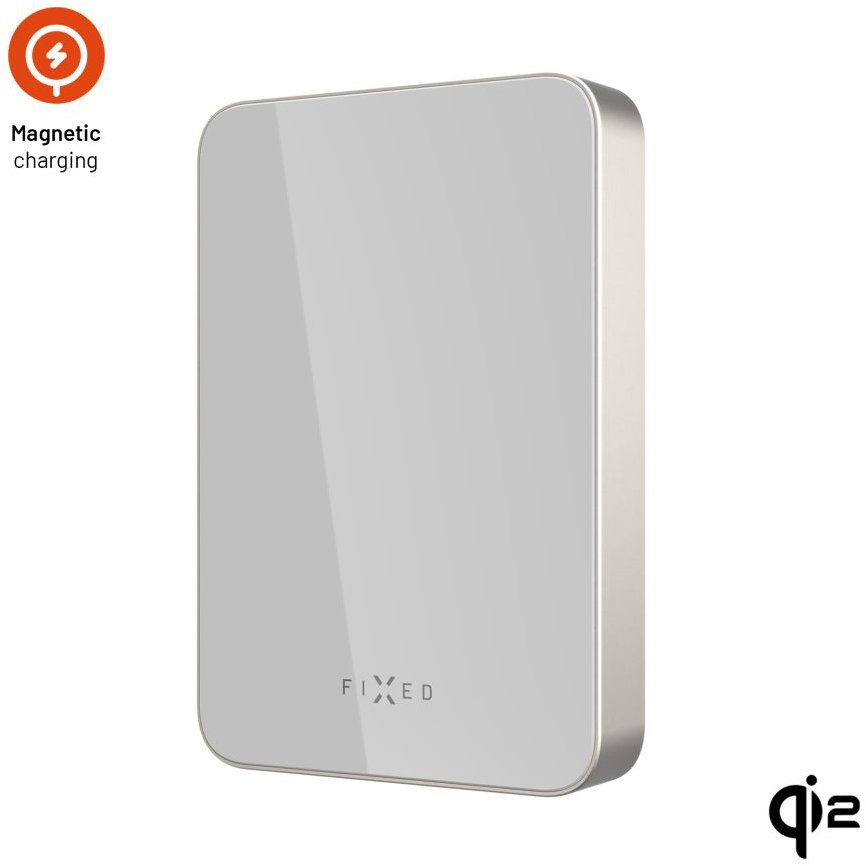 FIXED MagZen 10 Crystal UltraSlim powerbank vezeték nélküli Qi2 és MagSafe töltéssel, 10 000 mAh, titán